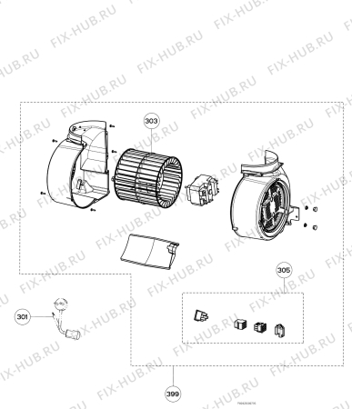 Взрыв-схема вытяжки Zanussi ZHC9239X - Схема узла Motor